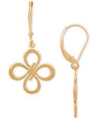 Polished Openwork Flower Drop Earrings In 10k Gold
