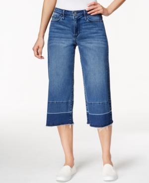 Calvin Klein Jeans Cropped Destroyed Cobalt Wash Wide-leg Jeans