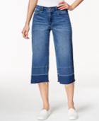 Calvin Klein Jeans Cropped Destroyed Cobalt Wash Wide-leg Jeans
