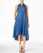 Inc International Concepts Sleeveless High-low Trapeze Denim Dress, Only At Macy's
