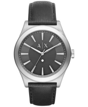 Ax Armani Exchange Men's Nico Diamond Accent Black Leather Strap Watch 44mm Ax2325