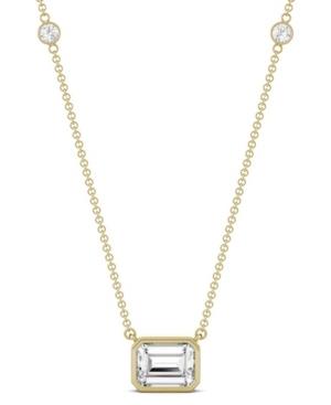 Moissanite Emerald Bezel Necklace (1-7/8 Ct. Tw.) In 14k Yellow Or Rose Gold