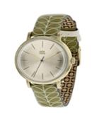 Orla Kiely Watch, Green Leather Strap With Buckle Closure