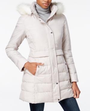 Bar Iii Faux-fur-trim Hooded Quilted Puffer Coat, Only At Macy's