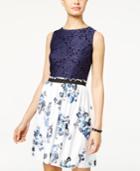 Speechless Juniors' Lace Floral-print Dress, A Macy's Exclusive