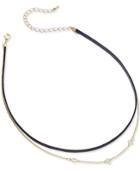 Inc International Concepts Gold-tone Faux-leather Choker Necklace, Created For Macy's