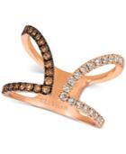 Le Vian Two-color Diamond Cuff Ring (5/8 Ct. T.w.) In 14k Rose Gold
