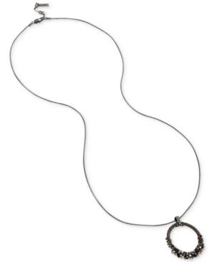 Kenneth Cole New York Hematite-tone Dark Bead Circle Pendant Necklace