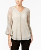 Alfani Smocked Metallic Top, Created For Macy's