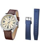 Tommy Hilfiger Men's Casual Sport Brown Leather Strap Watch & Interchangeable Navy Silicone Strap 46mm 1791207