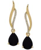 Onyx (8 X 6mm) & Diamond Accent Drop Earrings In 14k Gold