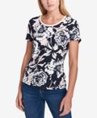 Tommy Hilfiger Printed Ladder-neck Top, Created For Macy's