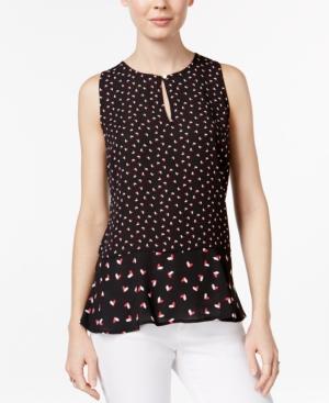 Maison Jules Heart-print Peplum Top, Only At Macy's