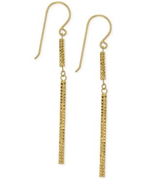 Textured Double Bar Linear Drop Earrings In 10k Gold
