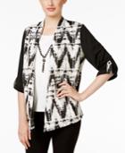 Alfred Dunner Petite Madison Park Printed Layered-look Top