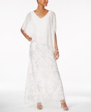 J Kara Beaded V-neck Popover Gown