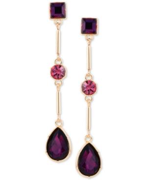Guess Gold-tone Crystal Linear Drop Earrings