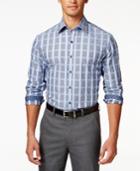 Tasso Elba Men's Big And Tall Long-sleeve Grid Pattern Shirt, Only At Macy's