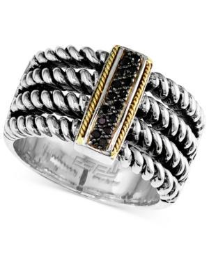 Balissima By Effy Black Diamond Accent Cable Ring In Sterling Silver And 18k Gold