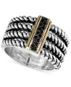 Balissima By Effy Black Diamond Accent Cable Ring In Sterling Silver And 18k Gold