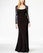 Js Collection Long-sleeve Sequin-detail Trumpet Gown