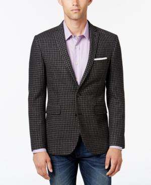 Bar Iii Men's Slim-fit Gray Black Gingham Sport Coat, Only At Macy's