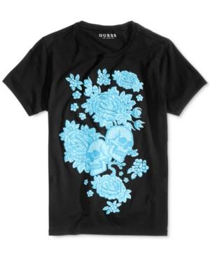 Guess Men's Skull Flower Embroidered Cotton T-shirt