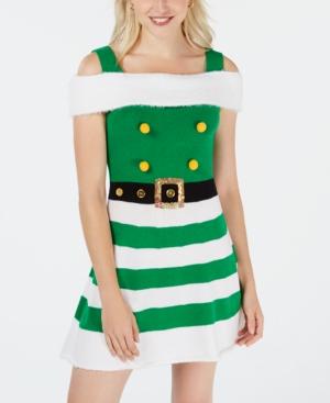 Planet Gold Juniors' Cold-shoulder Elf Dress