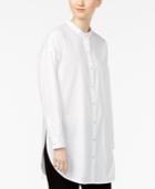 Eileen Fisher Organic Cotton-blend Mandarin-collar Shirt