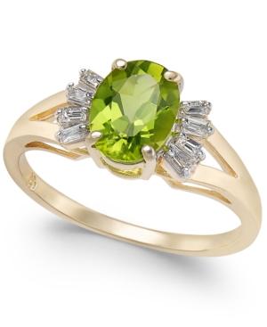 Peridot (1-1/2 Ct. T.w.) & Diamond (1/8 Ct. T.w.) Ring In 14k Gold