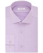 Calvin Klein Steel Men's Slim-fit Non-iron Performance Spread Collar Herringbone Dress Shirt