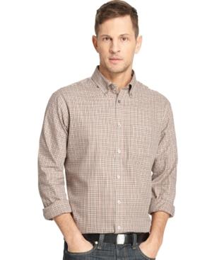 Van Heusen Big And Tall Long Sleeve No-iron Plaid Dress Shirt