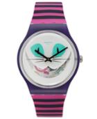 Swatch Unisex Swiss Es War Einmal Pink And Purple Stripe Silicone Strap Watch 41mm Suow125