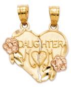 14k Gold And 14k Rose Gold Charm, Break Apart Mother And Daughter Charm