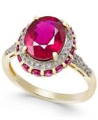 Ruby (4 Ct. T.w.) And White Sapphire (1/3 Ct. T.w.) Oval Ring In 10k Gold