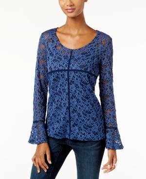 Inc International Concepts Lace Bell-sleeve Top, Only At Macy's