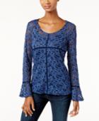 Inc International Concepts Lace Bell-sleeve Top, Only At Macy's