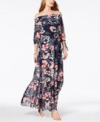 Vince Camuto Printed Off-the-shoulder Maxi Dress