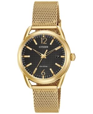 Citizen Women's Drive From Citizen Eco-drive Gold-tone Stainless Steel Mesh Bracelet Watch 34mm