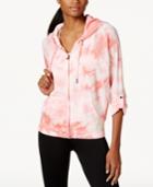 Calvin Klein Performance Zip Tie-dyed Three-quarter Sleeve Hoodie