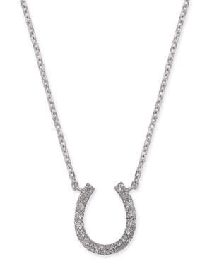 Diamond Horseshoe 17 Pendant Necklace (1/10 Ct. T.w.) In 14k White Gold