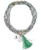 Unwritten Family Tree Beaded Wrap Tassel Bracelet With Silver-plated Brass Accents