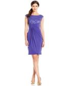 Connected Sequin Lace Faux-wrap Dress