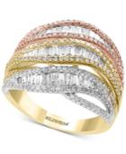 Effy Diamond Tri-color Statement Ring (1-3/8 Ct. T.w.) In 14k Gold, White Gold & Rose Gold