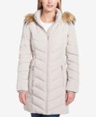 Tommy Hilfiger Faux-fur-trim Chevron-quilted Coat