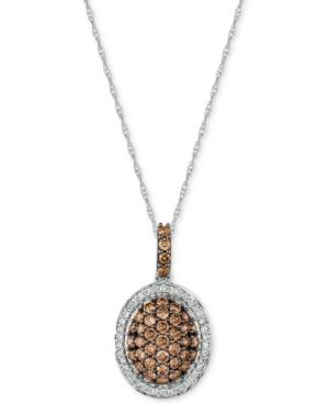 Le Vian Chocolatier Diamond Oval Cluster 18 Pendant Necklace (3/4 Ct. T.w.) In 14k White Gold