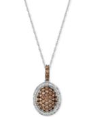 Le Vian Chocolatier Diamond Oval Cluster 18 Pendant Necklace (3/4 Ct. T.w.) In 14k White Gold