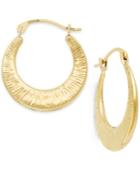 Ribbed Hoop Earrings In 10k Gold, 3/4 Inch