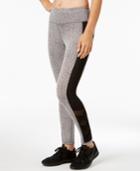 Ideology Heathered Mesh-trimmed Ankle Leggings, Created For Macy's