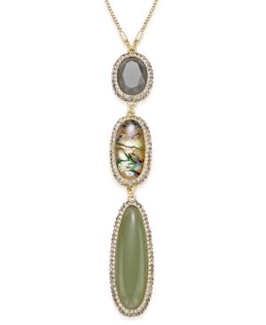 Inc International Concepts Gold-tone Imitation Abalone Triple Drop Necklace, Only At Macy's